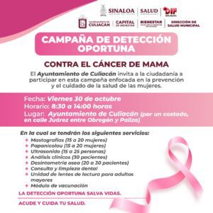 Invitan a participar en la campaña de detección oportuna del cáncer de mama